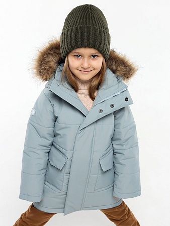 Пальто зимнее детское цвет платиновый
